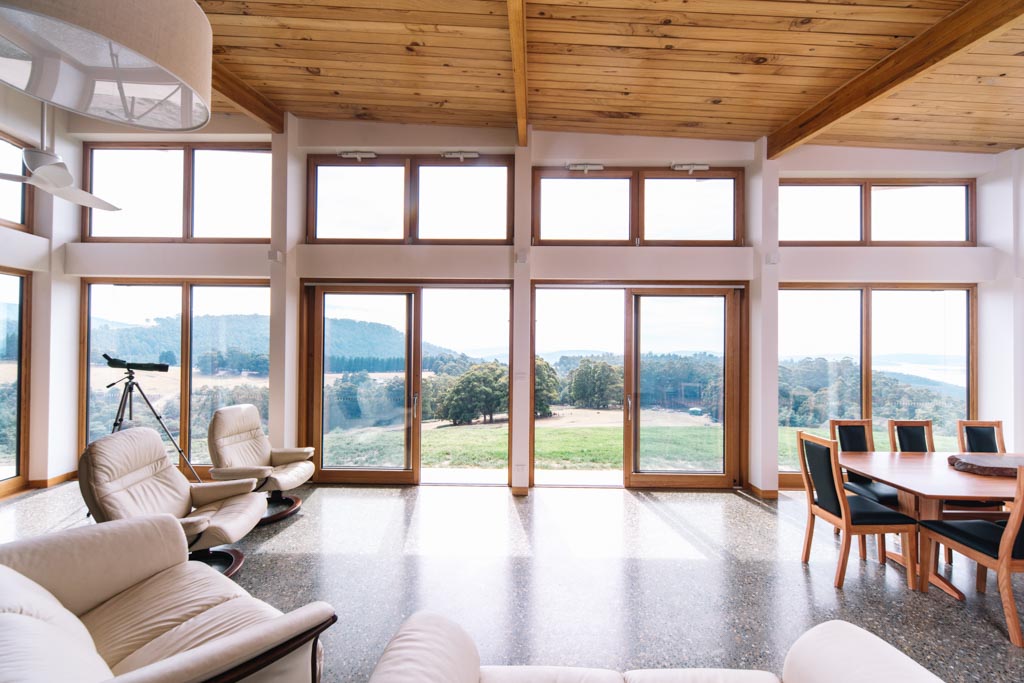 Picture of the Tuft house living room and view beyond